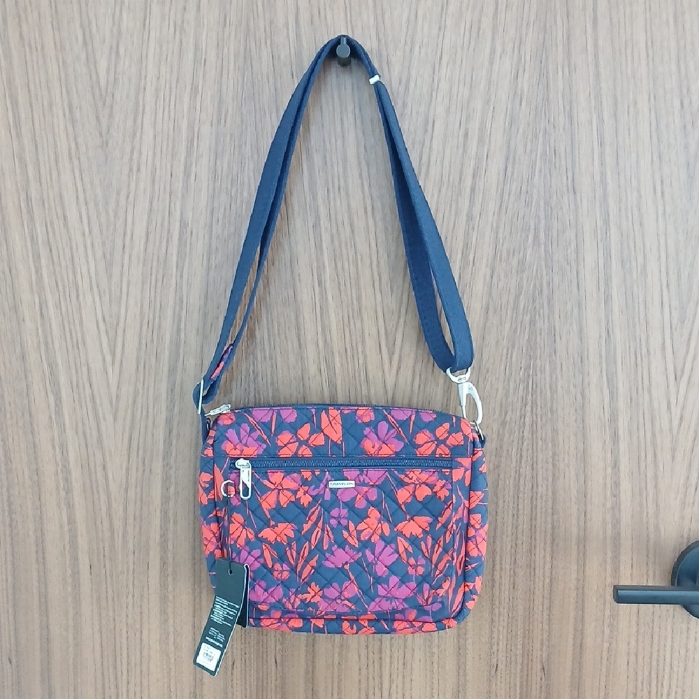 TRAVELON Painted Floral Anti-Theft Shoulder Bag